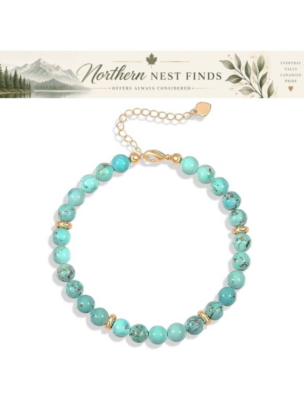 Turquoise Beaded Bracelet Adjustable Boho Western Cowgirl Jewelry Gift